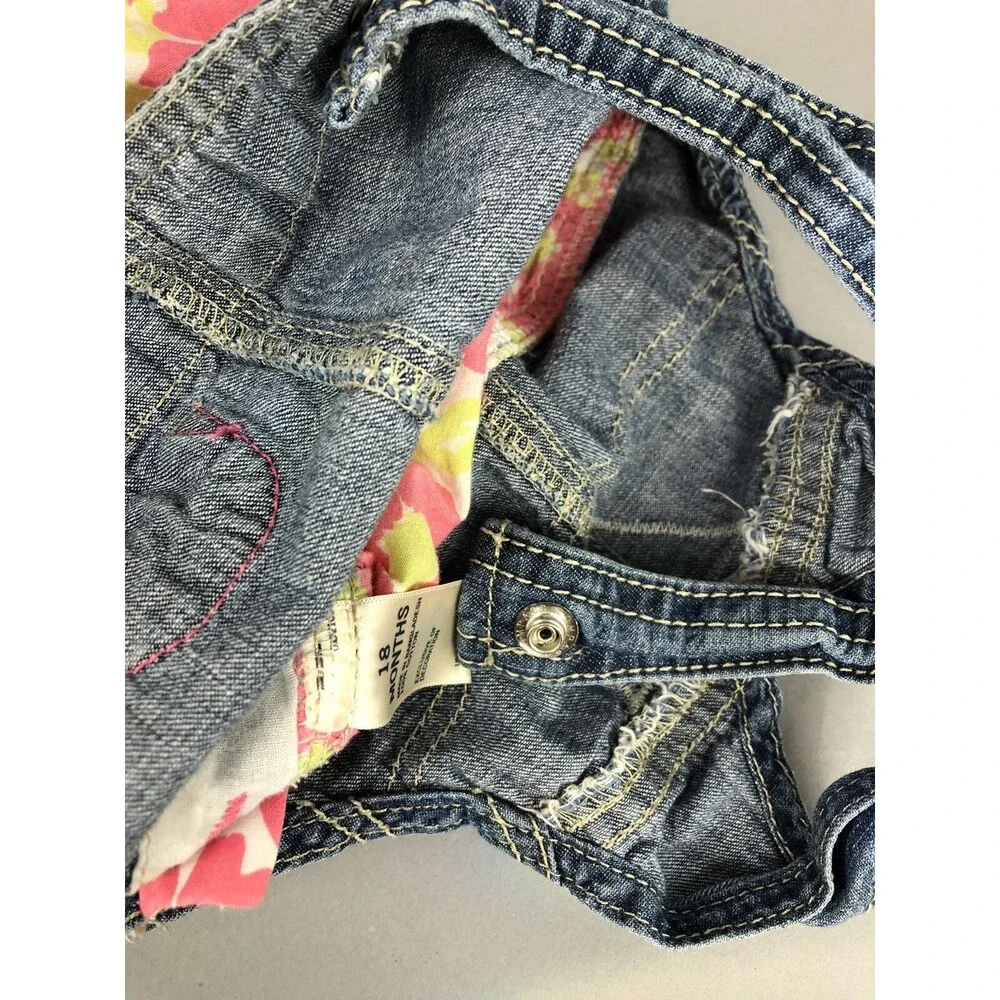 Oshkosh B'gosh Girls 18 Months Vestback Dress Denim Tiered Pink Floral Gift